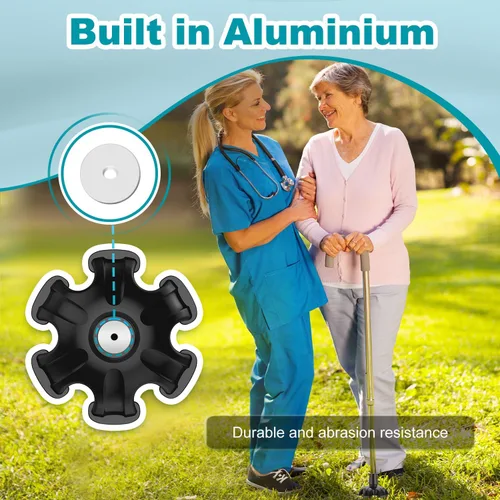 Vista 5 de MFE Cane Tip - Rubber Feet Pad for Walking Cane Self Standing - Heavy Duty Stable 6-Prong Replacement Base for Folding Walking Stick End Cap, 5/8