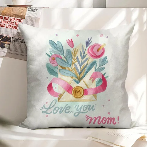 Vista 10 de Custom Pillow with Name,Printed in USA,18"x18" Personalized Linen Pillow Cover for Mom, Custom Gifts for Mother's Day (Style-1)