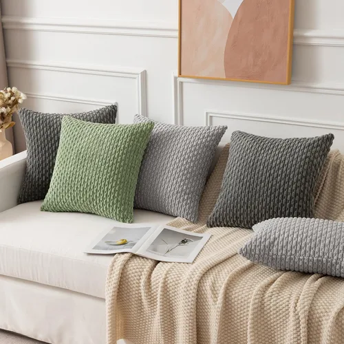 Vista 302 de Kevin Textile - Juego de 2 fundas de almohada decorativas de pana suave, estilo bohemio, a rayas, decoración del hogar para sofá, cama, sofá y sala