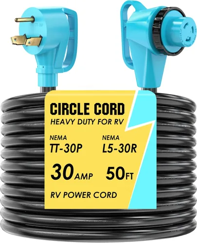 Vista 15 de CircleCord Cable de alimentación para caravana de 30 amperios de 36 pies con bloqueo giratorio, resistente calibre 10, 3 cables, STW de cobre puro