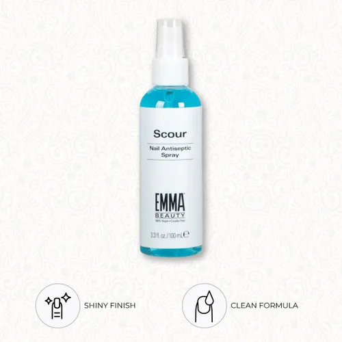 Vista 4 de EMMA Beauty Scour Spray antiséptico de uñas, limpiador de superficies de uñas y solución de limpieza, fórmula libre de 12+, 100% vegano y libre