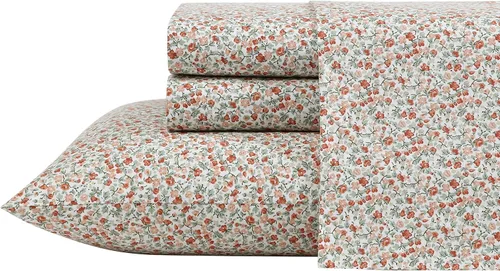 Vista 31 de Laura Ashley - Juego de sábanas individual, ropa de cama de percal de algodón fresca y suave con bolsillos profundos, ligera para comodidad durante