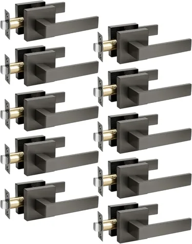 Vista 9 de KNOBWELL Paquete de 1 manija de puerta interior negra para uso en interiores, reversible para izquierda y derecha sin llave