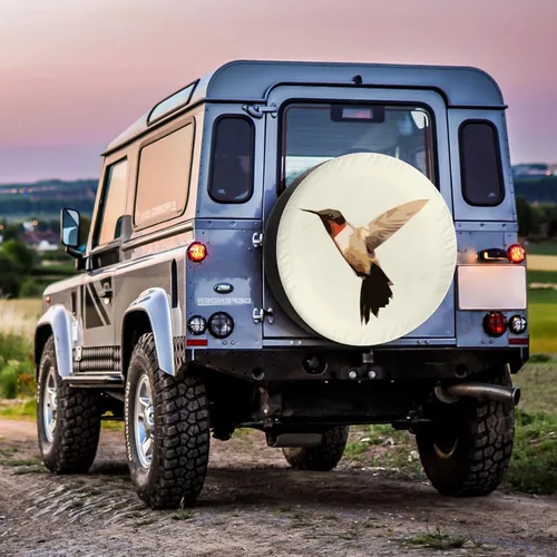 Vista 6 de Fundas para neumáticos de caravana para remolques de viaje, colibrí, camping, resistente a la intemperie, ajuste universal para cámper, remolque