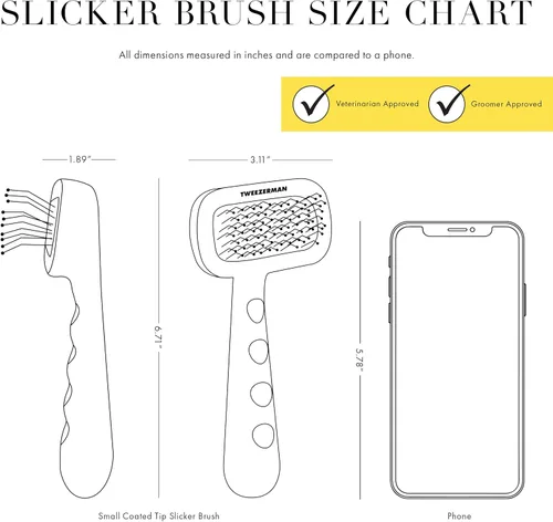 Vista 9 de Tweezerman Dog and Cat Slicker Brush for Pets, Grooming Brush with Coated Bristles to Prevent Scratching and Ergonomic Handle