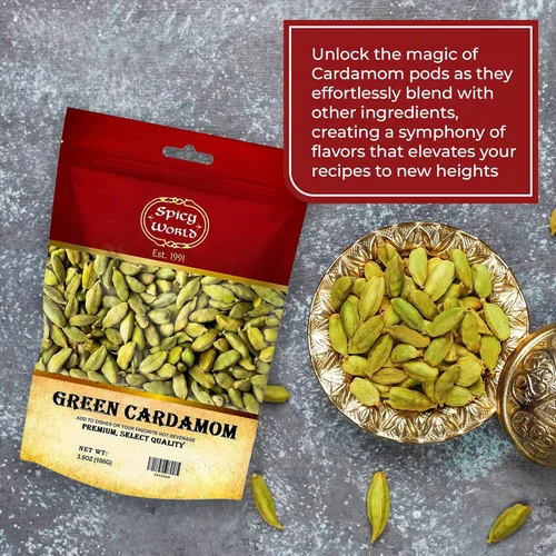 Vista 6 de Spicy World vainas de cardamomo verde, 3,5 onzas