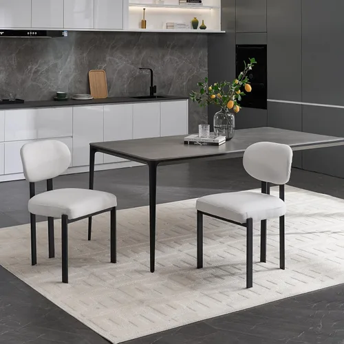 Modern Dining Room Chairs Set of 2, Mid-Century Upholstered Kitchen Dining Chairs with Metal Legs, Table & Seating Chair Sets for Dining Room,Beige