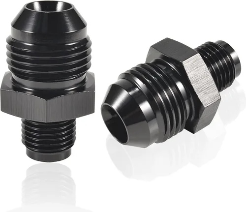 Vista 8 de Adaptador de ajuste de rosca con estriado invertido 6AN macho a 1/2 x 20 Aluminio negro recto Paquete de 2 PFCKE