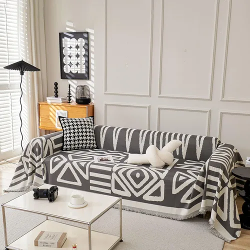 Vista 24 de VClife - Funda para sofá de 2 plazas o modular, de felpilla, lavable, apta para mascotas y perros, protectora, con borlas, azul, 71 x 118 pulgadas