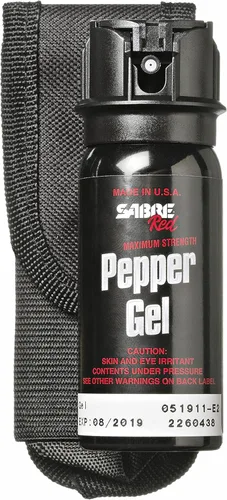 SABRE Gel de pimienta táctico con funda para cinturón para un fácil transporte, espray OC de máxima fuerza policial, acceso rápido con tapa de