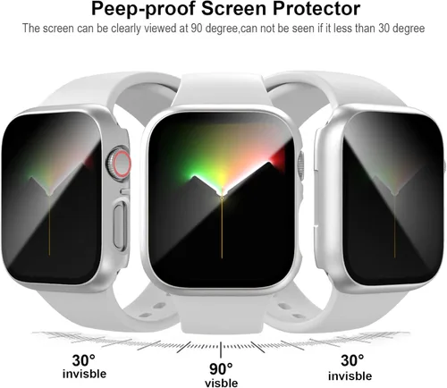 Vista 2 de Cuteey Juego de 2 para Apple Watch Series 9 Series 9 7 Funda Protectora de Pantalla de Privacidad 45mm, Protector de Vidrio Anti-Espía de PC Duro