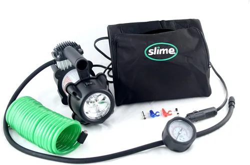 Vista 11 de Slime 40031 Inflador de neumáticos, compresor de aire portátil para auto, SUV, 4x4, Pro Power, resistente, con manómetro analógico de 150 psi