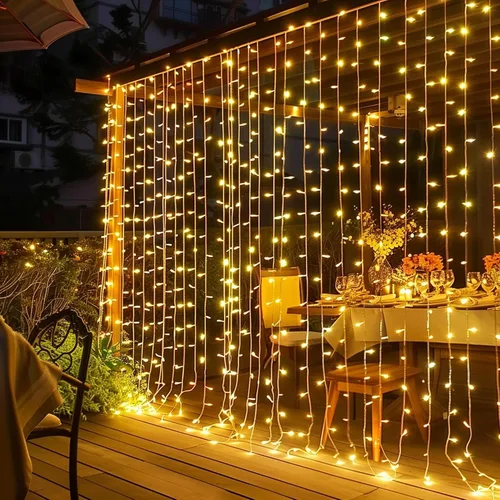 Vista 11 de Dazzle Bright 300-Tira 300 luces LED navideñas; luces RGB impermeables que cambian de color con control remoto y aplicación; para dormitorios