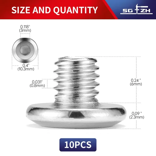 Vista 2 de M5 x 6mm 10 piezas de tornillos de cabeza plana con casquillo hexagonal, acero inoxidable 304 18-8, rosca completa, de SG TZH (con llave hexagonal)