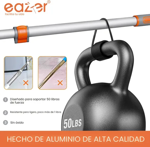 Vista 4 de Eazer Escoba de rasqueta para suelo: cepillo de limpieza de servicio pesado con poste de aluminio extensible de 50.3' y hoja de goma para cocina