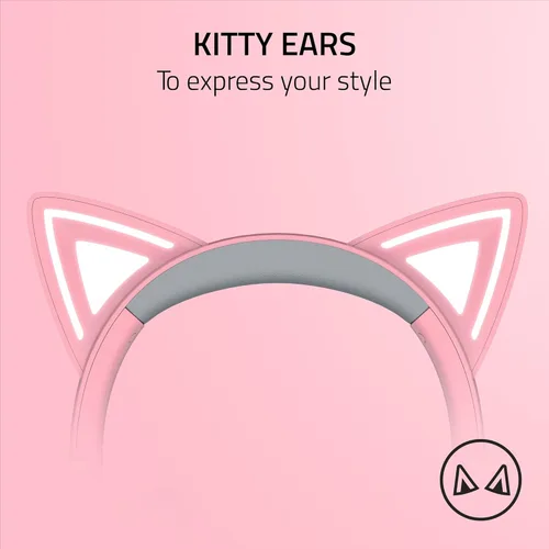 Vista 2 de Razer Kraken Kitty V2 - Auriculares RGB con cable con orejas de gatito