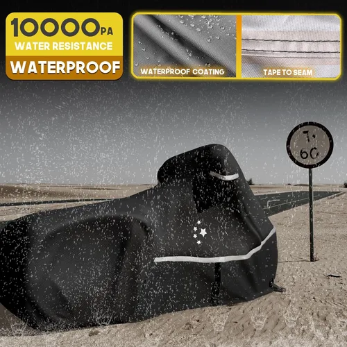 Vista 2 de Funda para motocicleta 420D resistente para todas las estaciones, universal, impermeable, protección al aire libre, 86" XL, funda para vehículo/negro