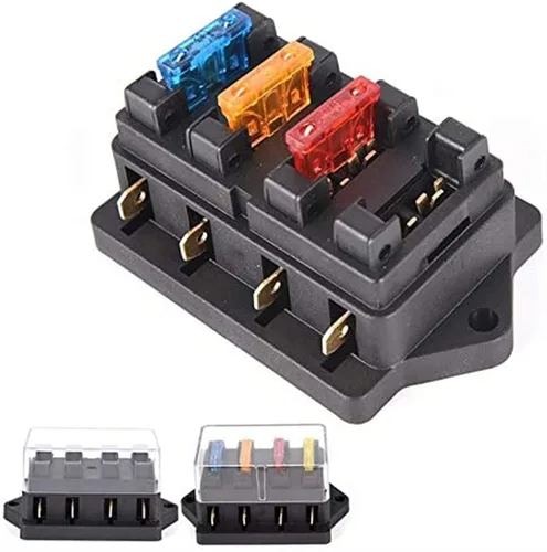 Vista 2 de Fuse Car 4 Way Circuit Standard ATO Blade Fuse Box Block Holder 12V/24V+4 Way Fuse