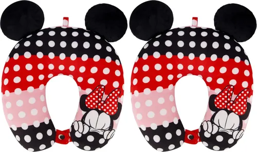 Vista 14 de FUL Disney Minnie Mouse Almohada con capucha para el cuello con orejas 3D, accesorios de viaje para avión, automóvil y oficina, cómoda