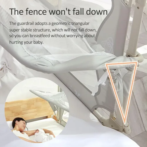 Vista 6 de 3 en 1 moisés de bebé, cama de dormir co para bebé, para cama de bebé en cama, cuna portátil, ventana de malla transpirable y visible, cubierta