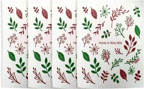 Vista 10 de Juego de 4 paños de cocina suecos reutilizables, absorbentes y de secado rápido, juego de 4 toallitas sin olor (flamenco)