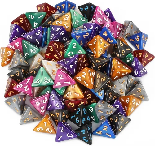 CiaraQ Dados poliédricos DND (100 unidades) con una bolsa de dados compatibles con juegos de mesa de rol de Dungeons and Dragons DND RPG MTG (dados