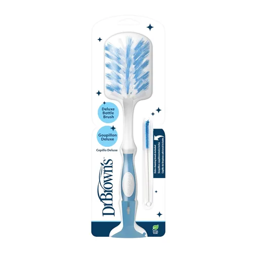 Vista 9 de Dr. Brown's Cepillo de lujo para biberón con cepillo de limpieza de ventilación anticólico, cerdas suaves y resistentes, sin BPA, azul, 1 paquete