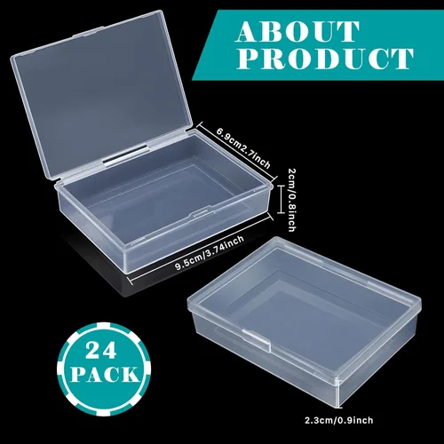 Vista 2 de Paquete de 24 cajas para cartas de juego, cajas de plástico transparente para tarjetas, cierre a presión