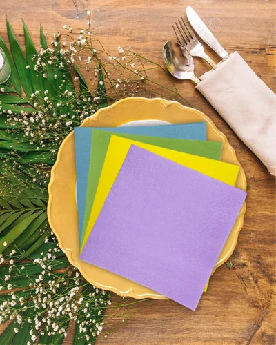 Vista 6 de Servilletas de cóctel de 24 colores de 5 x 5 pulgadas desechables servilletas de papel para bebidas para cóctel, boda, cena, fiesta de cumpleaños