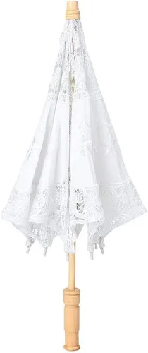 Haofy Paraguas de encaje sombrilla vintage bordado de madera sombrilla boda novia fotografía paraguas (1-1)