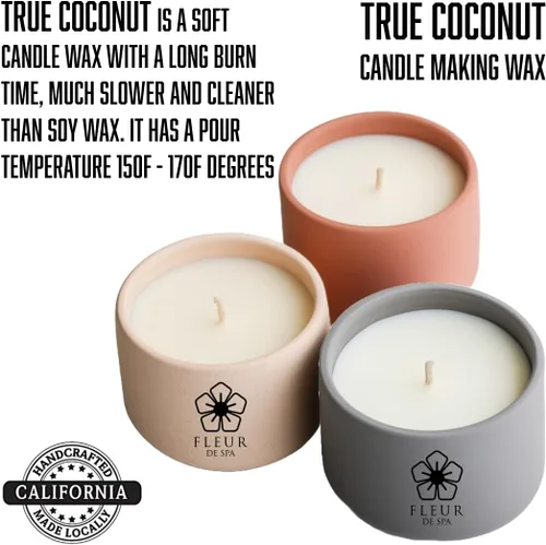 Vista 6 de FLEUR DE SPA - Cera de vela de coco de 1 libra – Mezcla de cera de coco totalmente natural de primera calidad – fabricada en Estados Unidos