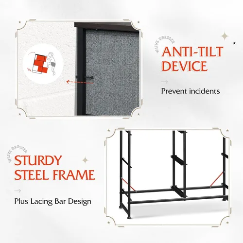 Vista 8 de WLIVE Cómoda de tela para dormitorio, cómoda doble de 6 cajones, torre de almacenamiento con cubos de tela, cómoda para armario, sala de estar