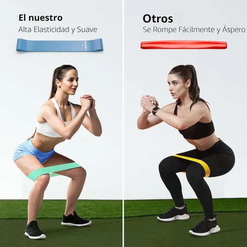 Vista 5 de Resistance Bands for Working Out, 5-Pack Elastic Loop Exercise Bands for Strength Training Stretching, Home Gym Equipment for Pilates Yoga Physical