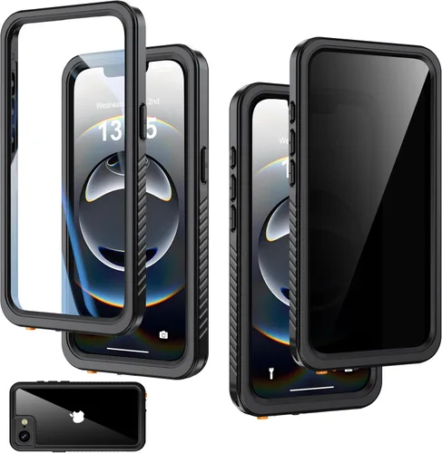 Vista 23 de Funda impermeable para iPhone 15, protector de pantalla de privacidad integrado y protector de pantalla HD [IP68 bajo el agua] a prueba de golpes a