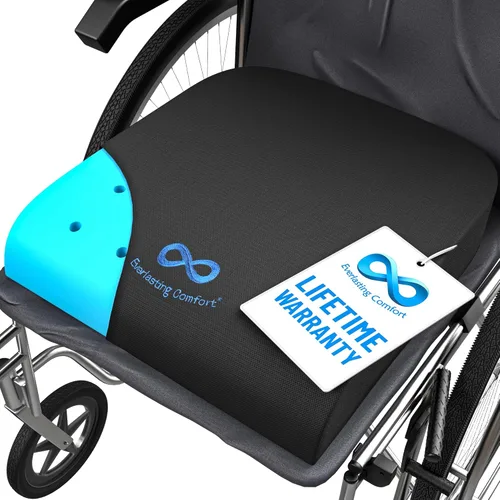 Almohadillas de silla de ruedas ventiladas Everlasting Comfort para alivio de presión - Cojín de asiento de silla de ruedas de espuma viscoelástica