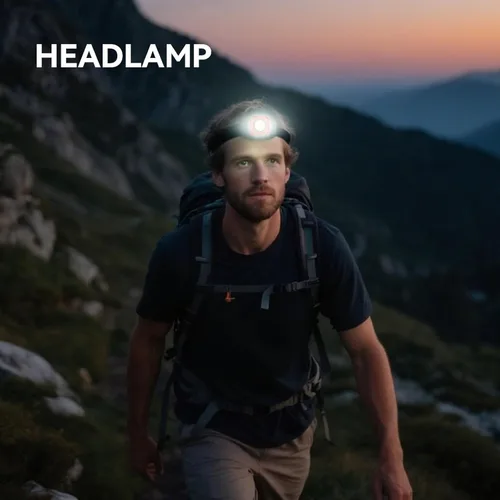 Vista 2 de Linterna LED recargable COB, paquete de 2, rojo y amarillo, 1000 lúmenes, 8 modos de iluminación, impermeable, luz de trabajo magnética, senderismo