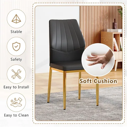 Vista 6 de Set of 4 Dining Chairs with Ergonomic Shell-Pattern Backrest, 37 Inches High - Tech Fabric Comfort for Dining Room, Kitchen, and Table & Chair