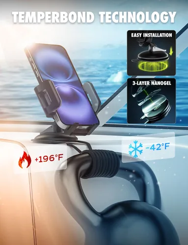 Vista 3 de Bracketron Griplox - Soporte de teléfono impermeable con ventosa para barcos, kayak, vela, navegación marina, marina