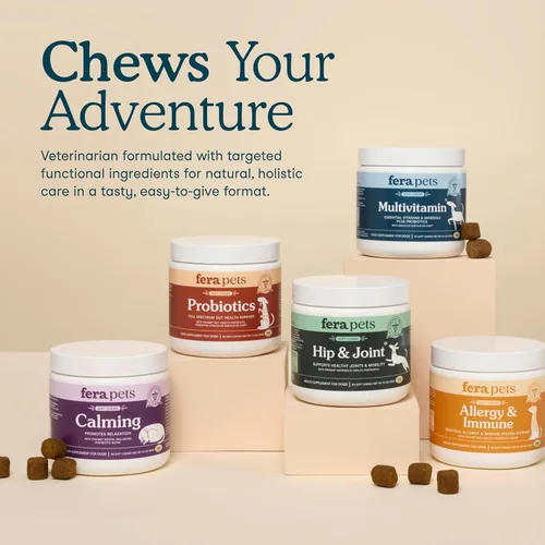 Vista 8 de Fera Pets Masticables multivitamínicos para perros con glucosamina y probióticos, vitaminas y minerales esenciales para perros, promueve