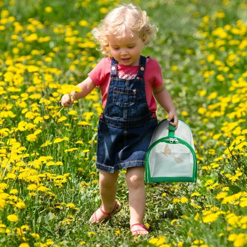 Vista 6 de Small Butterfly Habitat, Insect Mesh Cage, Caterpillar Enclosure, Critter Cage, Bug Terrarium Portable Carry Handle Easy to Observe 8 x 8 x 8 Inches