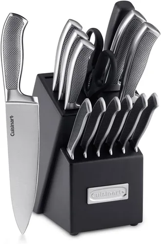 Vista 3 de Cuisinart juego de cuchillos de cocina de 15 piezas con bloque de cubiertos colección Graphix acero inoxidable C77SS-15P y CTG-00-BCR7