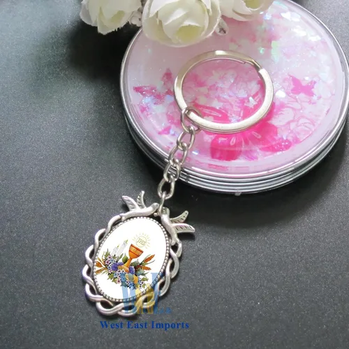 Vista 5 de WE 12 Pcs Llavero de Primera Comunión con Bolsas de Organza para Niño y Niña - Recuerdos para Primera Comunion