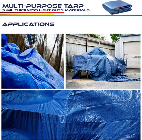 Vista 5 de Windscreen4less lona multiuso de 5 ml, impermeable de poliéster, de color azul, Azul