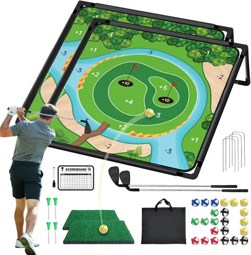 Juego de astillado de golf - Juego de práctica de golf portátil para jugar en el césped en interiores y exteriores. Disfruta de fiestas en el patio