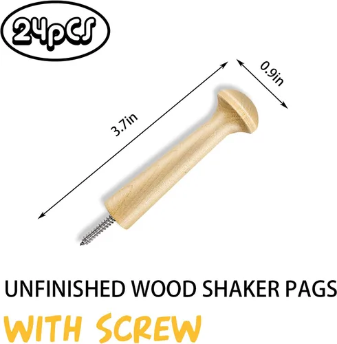 Vista 2 de Sfcddtlg 24 piezas de clavijas de madera con tornillo de madera de 3.7 pulgadas en clavijas cocteleras de madera sin terminar para colgar ropa, 24