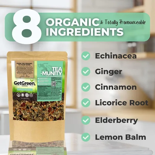 Vista 2 de Té de hojas sueltas de inmunidad y defensa saludable con equinácea, saúco, bálsamo de limón Té de hierbas orgánicas 2 onzas (2.01 oz)