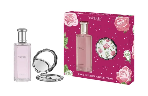 Yardley Of London English Rose - Set de regalo de 2 piezas para mujer (Eau De Toilette en espray 4.2 onzas + espejo compacto), (Y63X1908-3)