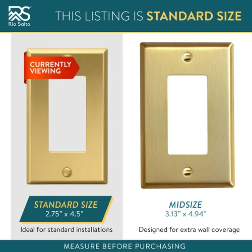 Vista 4 de Rio Salto BRASS - Placa de pared de metal dorado para interruptor de luz, placa de pared para receptáculo, cubiertas basculantes de 1 banda, latón