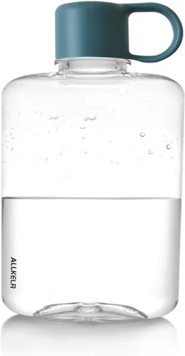 Botella de agua plana portátil, sin BPA, botella de agua de viaje de plástico Tritan para campamento, fitness, deportes al aire libre, se adapta a