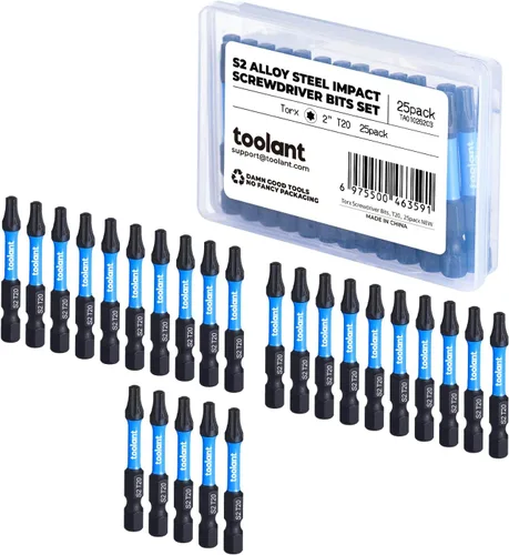 Vista 13 de toolant Brocas Torx de impacto de 2 pulgadas, paquete de 25 (T10), brocas de estrella de atornillado de acero S2 de vástago hexagonal de 1/4